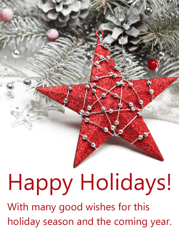 We wish you a happy and healthy Holiday Season